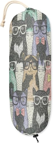 Miniatura 1 de Soporte de bolsa de plástico para gatos con vasos, soporte reutilizable para bolsa de comestibles, dispensador de bolsas de plástico colgantes para