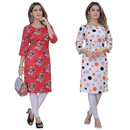 Image of Women's Multicolor Exclusive Crepe Kurta||Pack of 2 Kurta||Kurta for Women