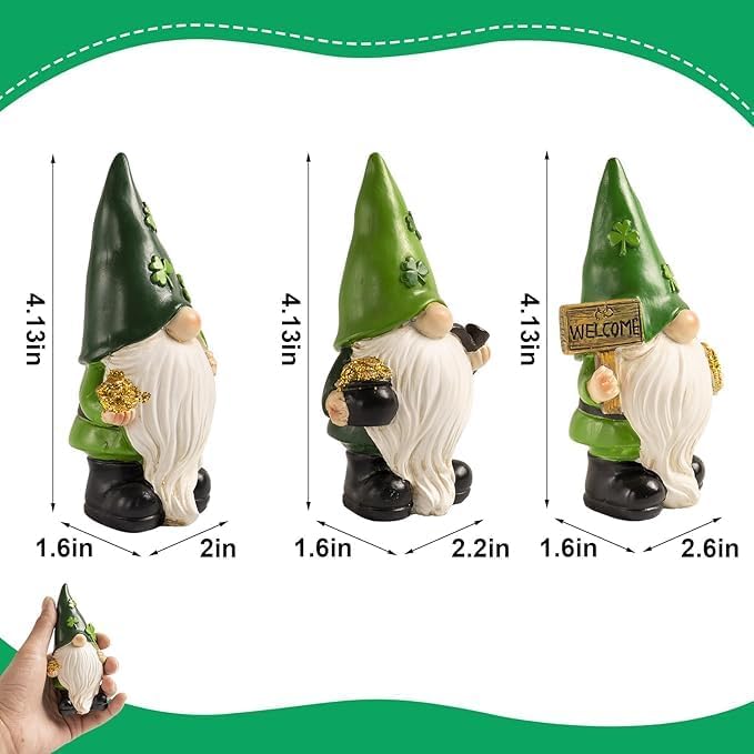 St. Patrick's Day Gnomes - Irish Shamrock Design Set of 3