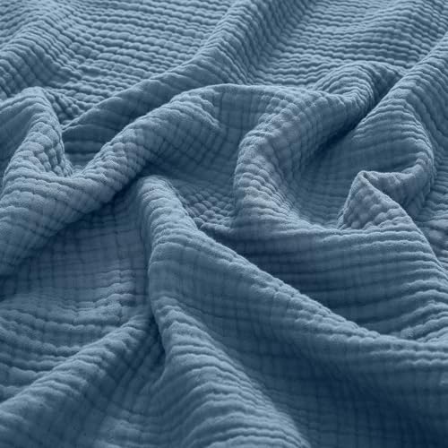 PHF 100% Cotton Muslin Blanket King Size 108"x90", 4-Layer Lightweight