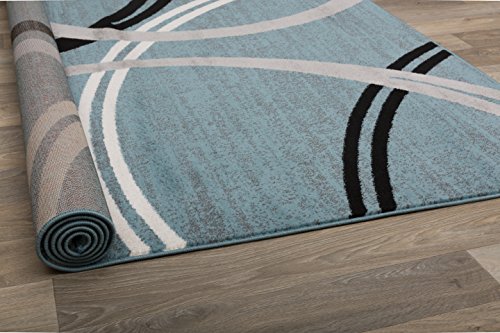 Rugshop Modern Wavy Circles Design Area Rug 9' x 12' Blue