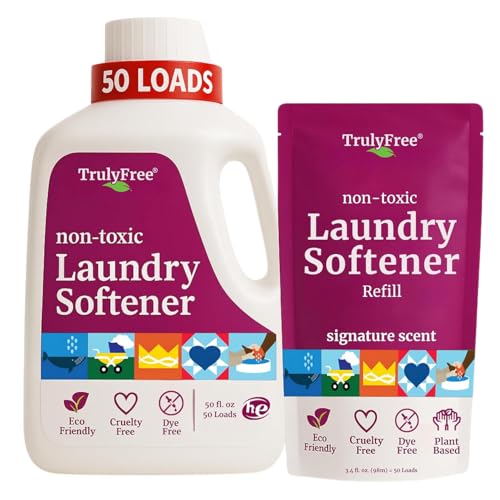Truly Free Natural Fabric Softener for Sensitive Skin, Baby, Kids | Clean Easy Powder to Liquid...