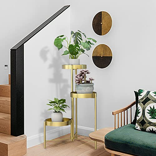 EUROSAKURA Moderne Pflanzenständer Gold mit 3 Stufen, Metall...