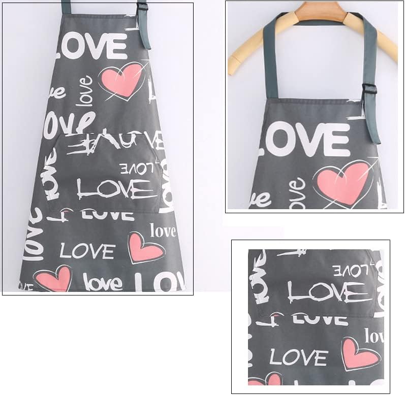 XUANYIJIE Kitchen Aprons for Women Waterproof with Pockets Wipeable Ladies Cooking Aprons Bib 2 Pack Adjustable Baking Aprons for Kitchen Baking Cleaning 2pcs