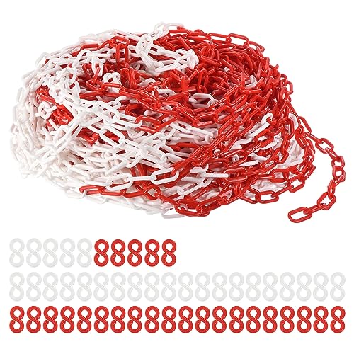 Barrières et contrôle de foule : maillons de chaîne plastique rouge et blanc PATIKIL 197ft