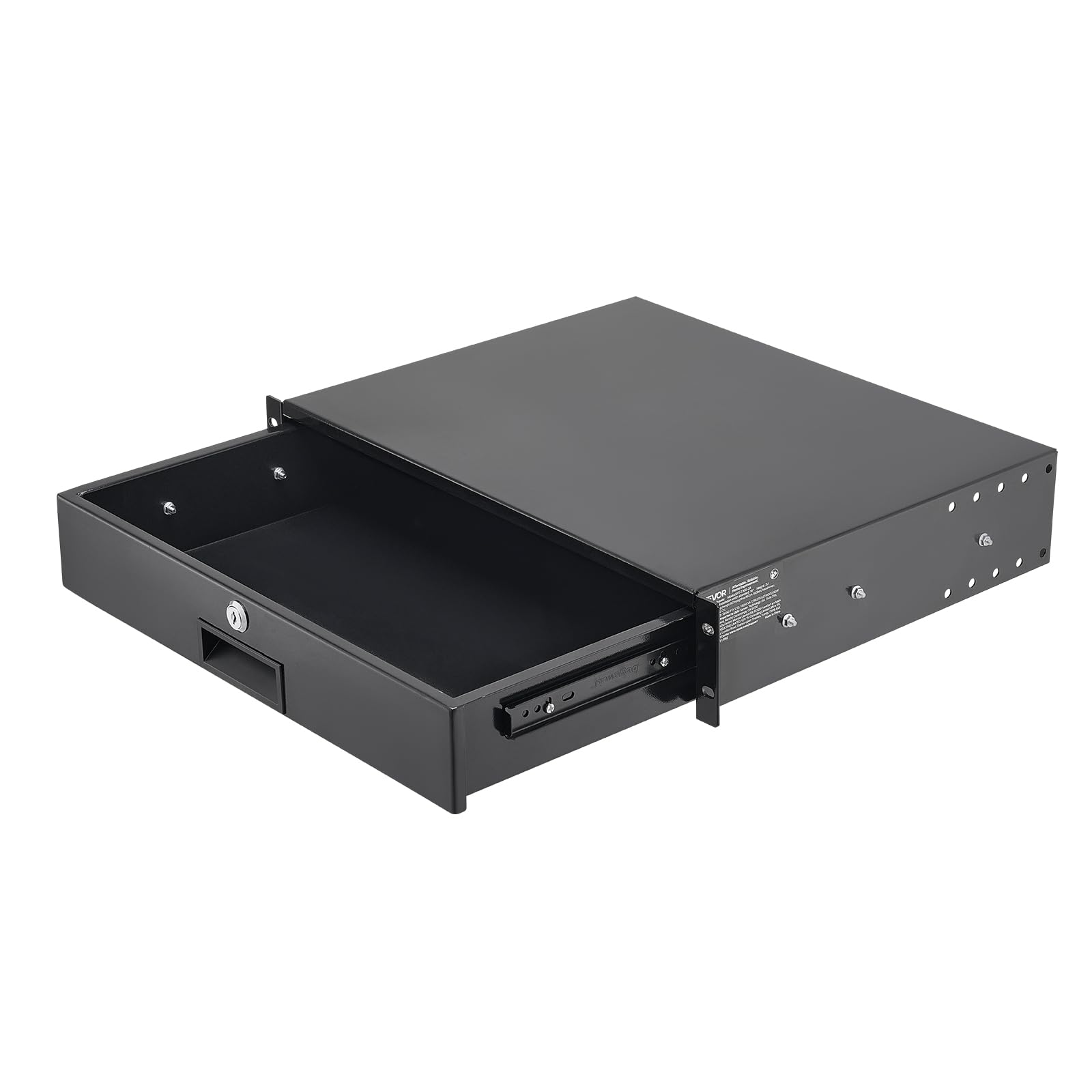 VEVOR Cajón para Montaje en Rack de 2U, Carga de 22,68 kg, Cajón Deslizante con Cerradura y Orificios para Gestión de Cables, para Rack o Gabinete de AV para Servidores de Equipos de Red de 48,26 cm