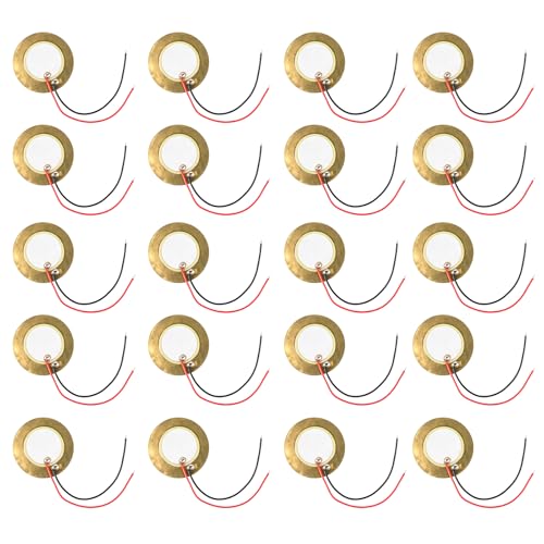 Image of Piezo Discs (20pcs) - 20mm /27mm /35mm Diameter, 6cm Lead, Brass & Ceramic, 1.8KHz Resonance, for DIY, Contact Microphones, Guitar Pickups, Drum Triggers (27mm)