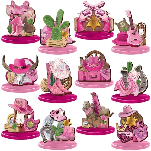 Colingmill 12 Pcs Western Cowboy Table Centerpieces Pink Cowgirl