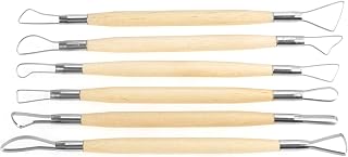 OVAQUIXI 6Pcs Double Ended Wax Carving Tools Set, Wooden Handle Comfortable Grip, Small Exquisite Design for Ceramics Sculpting Jewelry Making, with 6 Multifunctional Carving Knives