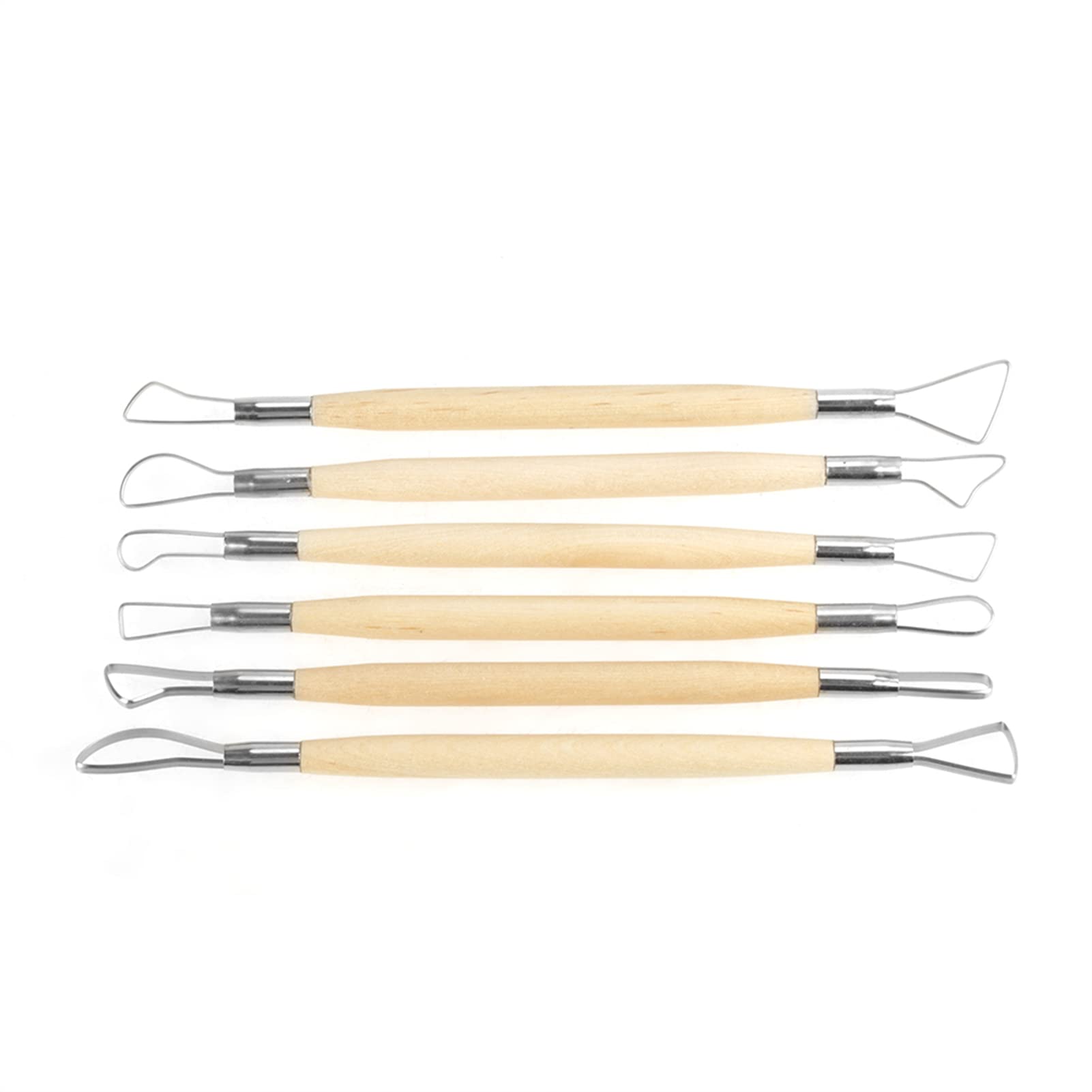 Baxnore 6PCS Double Ended Wooden Ribbon Cutter, Clay Trimming Big Loop Tool, Scraper Craft Modelling Tools, Clay Sculpture Tools for Pottery Clay Sculpture