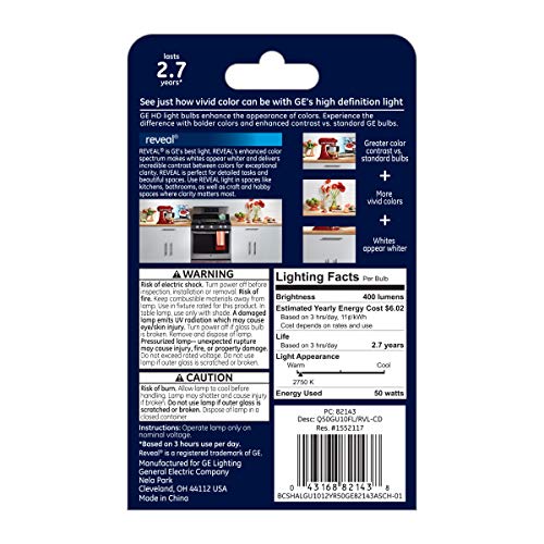 Ge Reveal Indoor Floodlight Bulb, Hd Light, 50 Watt, Gu10 Bulb Type (1 Pack) #TOP2