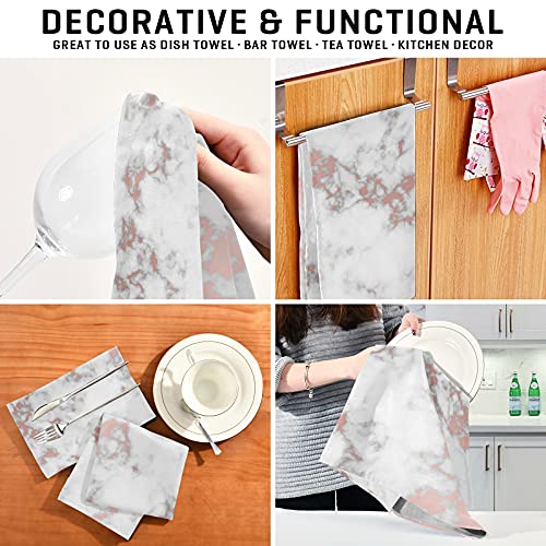 Susiyo G265523044P598C638S1305 Kitchen Dish Towels, Marble Rose Gold Texture Kitchen Towels Set Of 4 Super Soft Absorbent Dish Towels Set Microfiber Polyester Kitchen Dish Cloths Decorative Tea Towels thumb #5