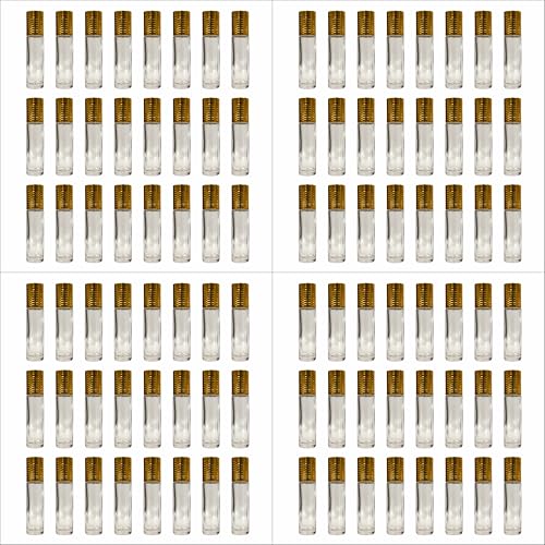 Image of 6ml Refillable Roll-On Attar Bottle by Riza Fragrance | Pack of 900 | Leakproof Clear Glass Empty Bottle with Plastic Roller & Golden Cap for Perfumes, Essential Oils, Lip Balm, etc.
