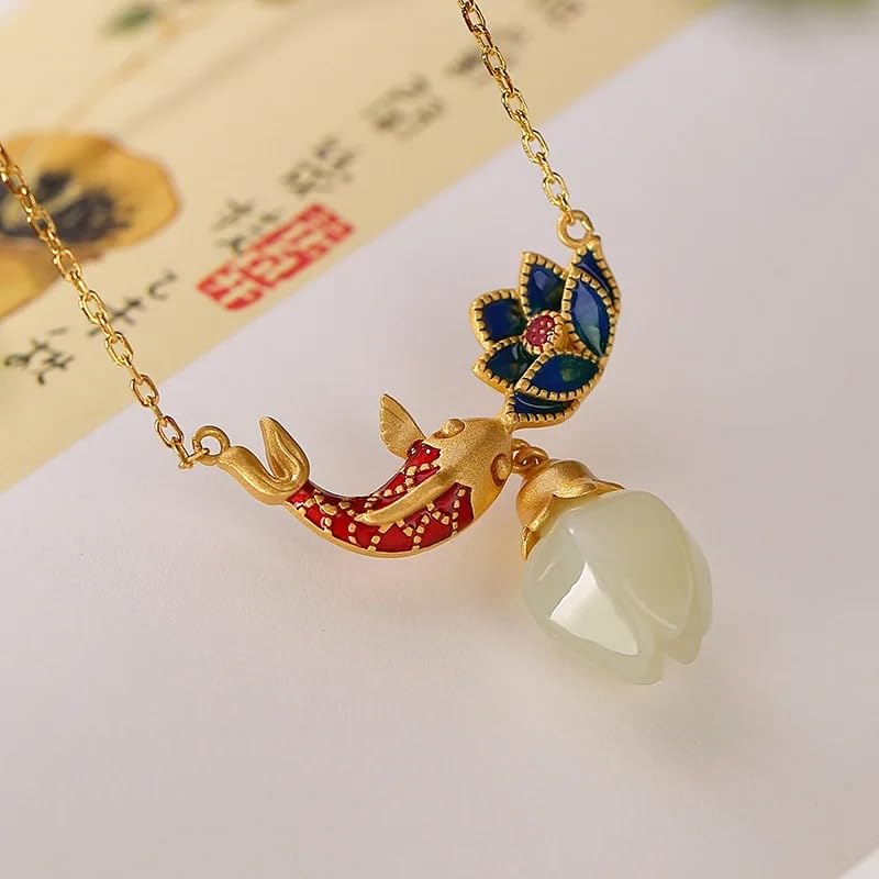 Image of 925 Sterling Silver Lotus Necklace For Women - 14K Gold Filled Lotus Flower Original Pendant Necklaces Lotus Leaf Necklace, Lotus Flower Pendant Necklace, Lotus Flower Necklace