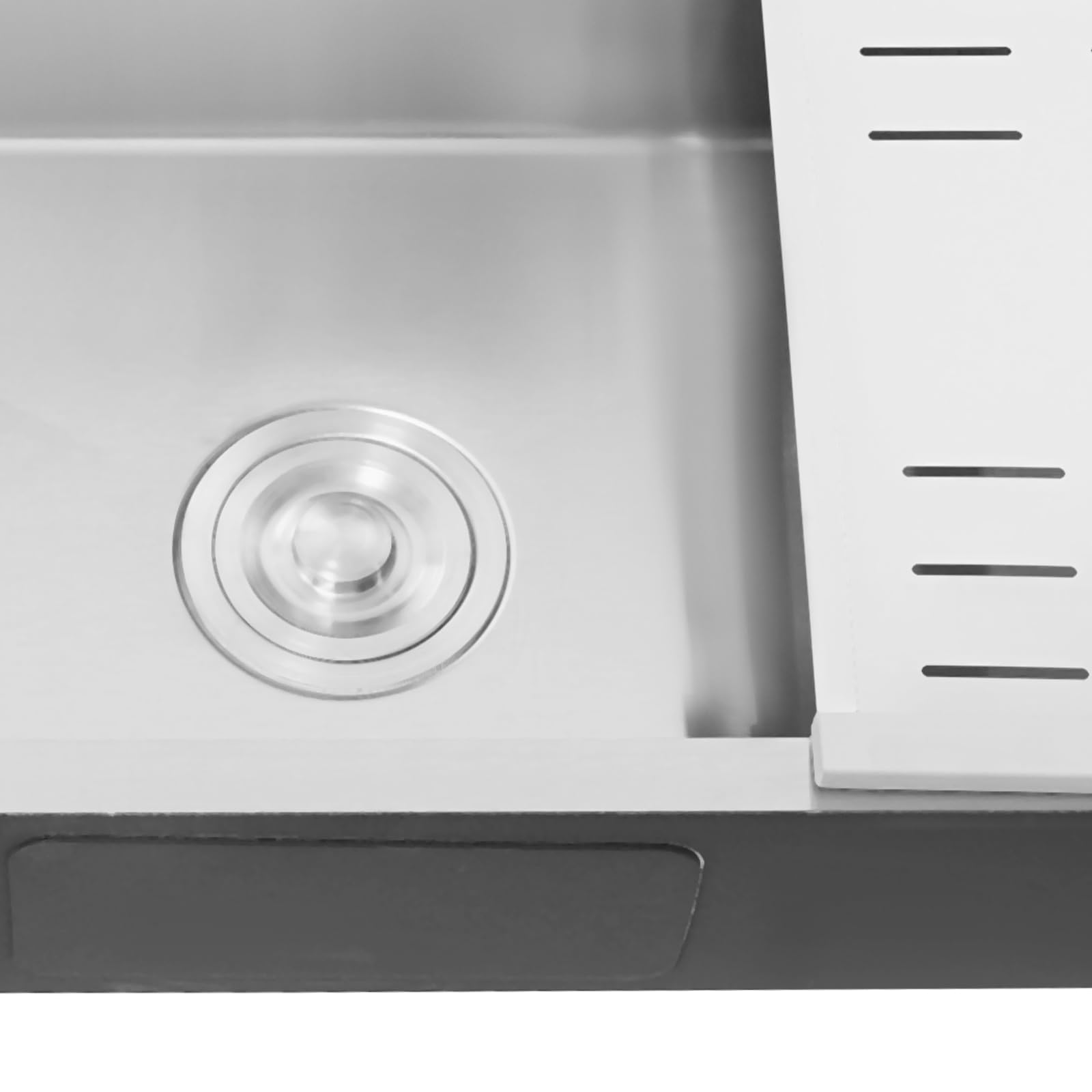 Einschalen Spülbecken Edelstahl +Seifenspender Abtropfkorb Küchenspüle 68 * 45CM mit Abtropffläche, Seifenspender, Unterbau - Silber