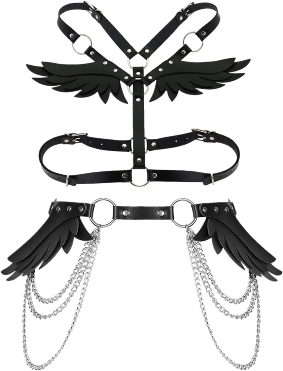 WreGmgg. Black Angel Wings Costume, Back + Waist, Yoga Training Exercise Tool-H