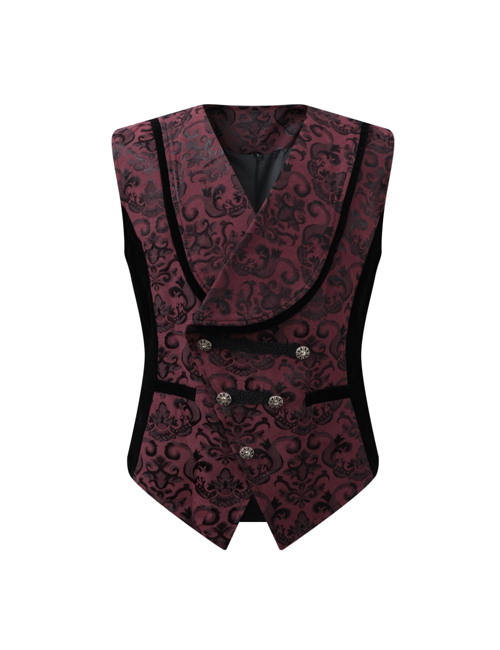 Apocrypha Mens Victorian Steampunk Gothic Suit Vest Medieval Vampire Prince Pirate Waistcoat, Red, XL