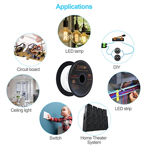 Zarivy 100 Feet 16 Gauge 2 Conductors Red Black Wire With Fire Resistant Cl2 White Jacket, 16 Awg Electrical Hookup Wire Led Strips Extension Cord Cable For Led Ribbon Lamp Tape Lighting #TOP5