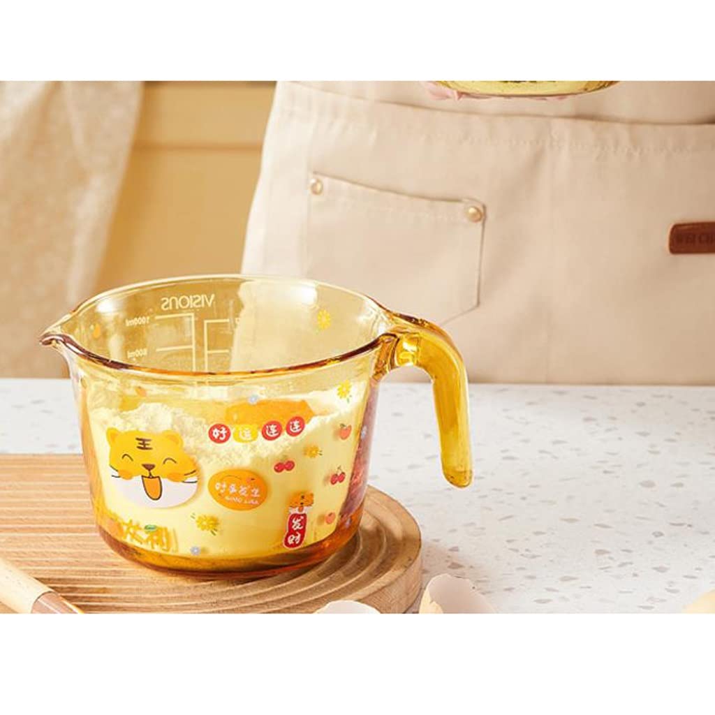Tasse à mesurer avec échelle pour la Cuisson à la Maison Verre ambré résistant aux Hautes températures Yuan Qi Tasse à mesurer Tasse à Lait (500 ML)