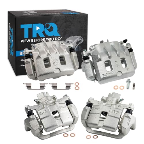 Image of TRQ Front and Rear Brake Caliper Set Zinc Coated Brackets Hardware Compatible with 2002 Subaru Legacy 2000-2002 Subaru Outback