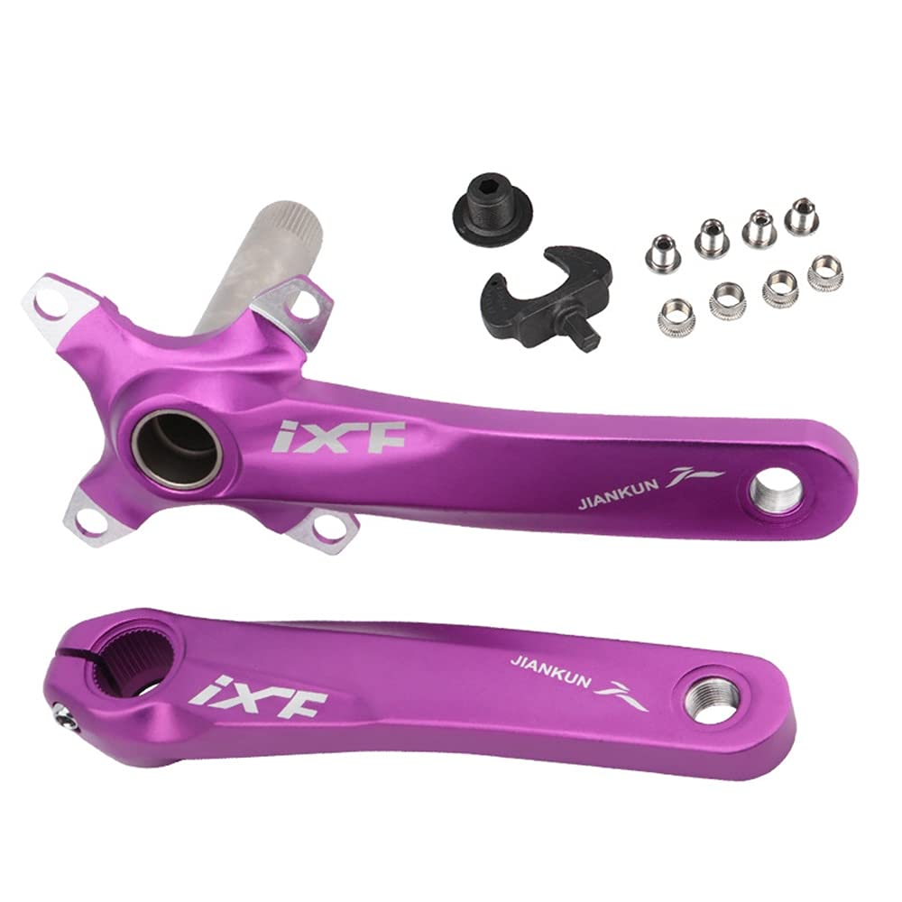 104 BCD Mountain Bike Guarnitura singola velocità, 170 mm MTB Square conico guarnitura di ricambio per pedivella della bicicletta Set (viola)