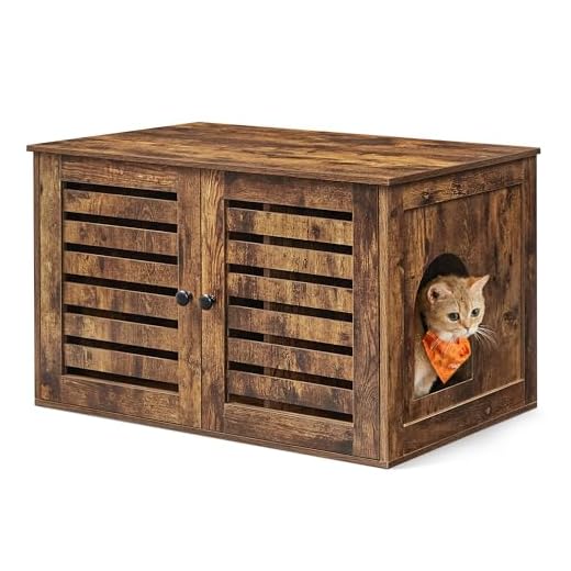 FEANDREA Kattenbak, kattenhuis, met deuren, vintage bruin PCL003X01