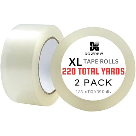 Heavy-Duty Clear Packing Tape: 2-Pack, 1.88" x 220 Yards Transparency for Secure Packaging and Moving