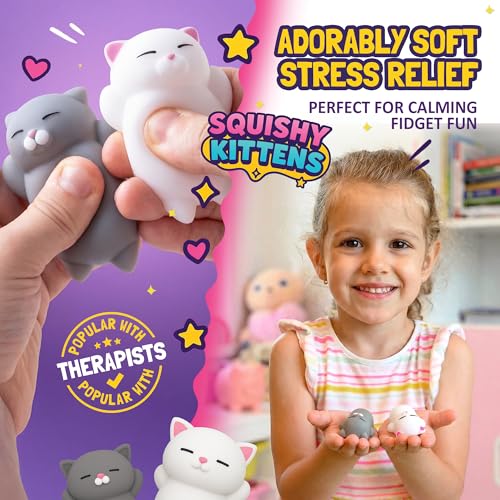 Image of Nutty Toys Squishy Cat Set - 2 inch Soft Silicone Kawaii Kitties, Top Stress Relief Toy 2026 Unique Gifts for Teens Kids Women Men Adults Best Teenage Girls Teen Boy Tween Christmas Stocking Stuffers Idea