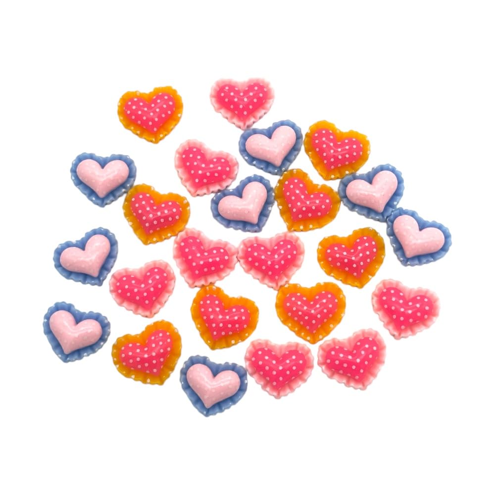 Amazon.co.jp: デコパーツ ハート ドット柄 水玉 3色各8個計24個セット