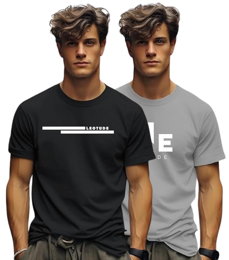 Image of LEOTUDE Men's Half Sleeve Regular Fit Tshirt | Tshirt for man