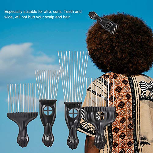 KKmoon 4 PCS Conjunto de pente preto de metal Afro penteado penteado cabelo encaracolado terno preto