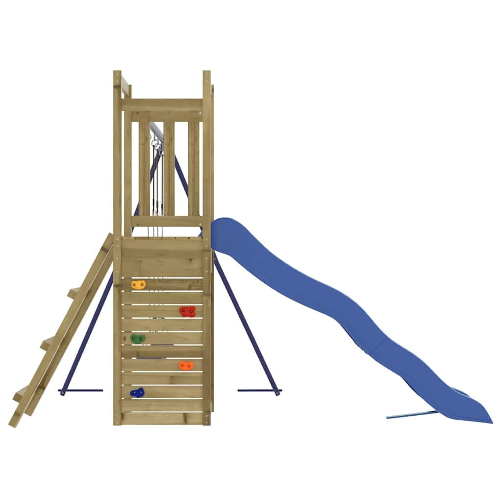 Spielturm aus imprägniertem Kiefernholz mit Rutsche Schaukel Klettergerüst für Garten Kinder outdoor Spielplatz, robustes Holz, inklusive Zubehör, für Kinder ab 3 Jahren, langlebig, sicher