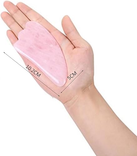 Miniatura 2 de Tabla de Gua Sha de cuarzo rosa rosa Feng Shui, alivio terapéutico y renovación de la piel, piedra curativa hecha a mano totalmente natural W3462
