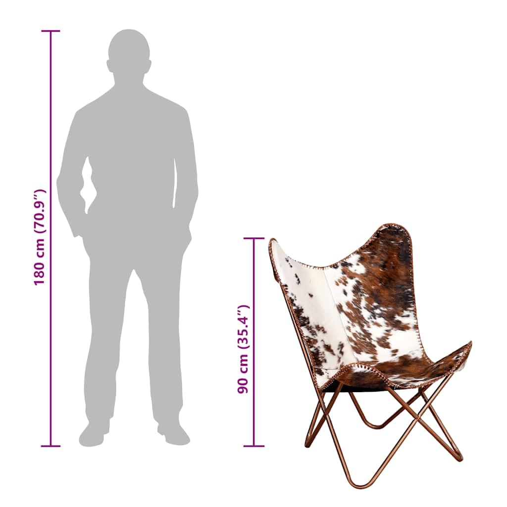 Amazon.co.jp: vidaXL バタフライチェア ブラウン&ホワイト 本牛革