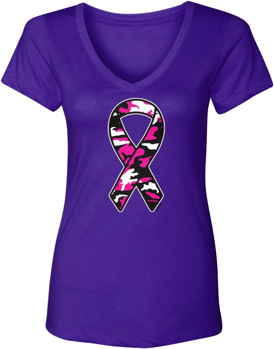 Tcombo Camoflauge Pink Ribbon - Breast Cancer Women's V-Neck T-Shirt