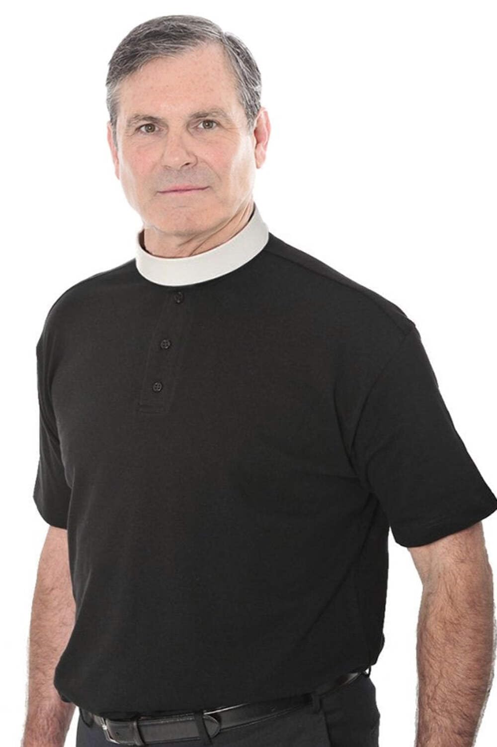 Hammond & Harper of London Short Sleeved Clerical Polo Shirt - Dual Collar Black M