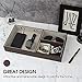 JACKCUBE DESIGN Nightstand Organizer for Men, Leather Valet Tray Key Wallet Phone Watch Glass Holder with 2 Charging Holes (Dark Brown, 14.2 x 7.7 x 2 inches) - MK234A