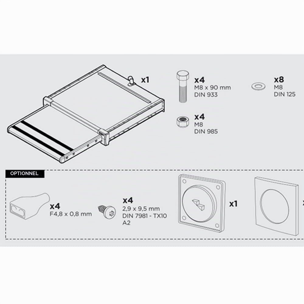 Thule Slide Out 12 V G2 550 Marchepied électrique en aluminium pour entrée de camping-car caravane
