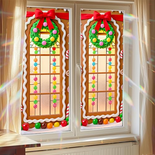 Vinilo decorativo para ventana tema casita de jengibre 39.3x17.7 pulgadas miniatura 7