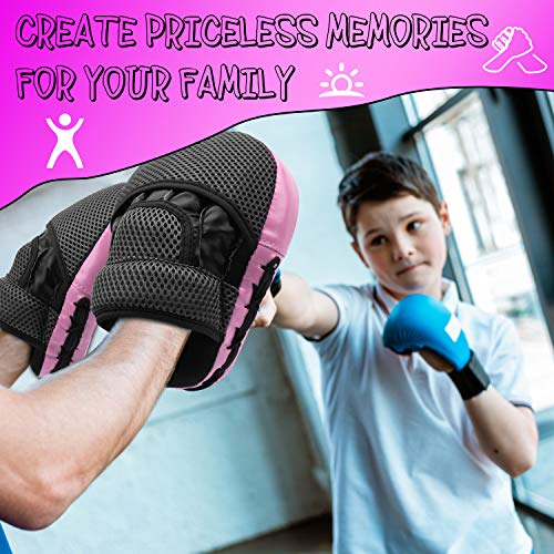 Boxing Mitts For Kids - Curved Boxing Mma Punching Mitts, Martial Arts Training Equipment For Ages 3-12, Boxing Pads For Improving Coordination And Confidence, Pink #TOP4