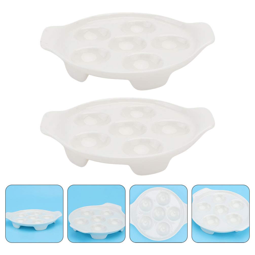 YARNOW, 2 pezzi in ceramica per lumache, 6 fori, ciotola per lumache e abalone, padella per lumache, piatto per hotel, ristorante
