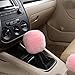OGLAND Fluffy Natural Fur Sheepskin Car Gear Shift Handle Level Stick Knob Covers for Automobile Selector Handball Collar, Handbrake Cover (Korean Pink)