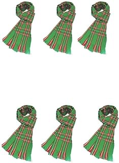 Plaid Wool Scarves, Set of 6, Green and Red 180 * 30