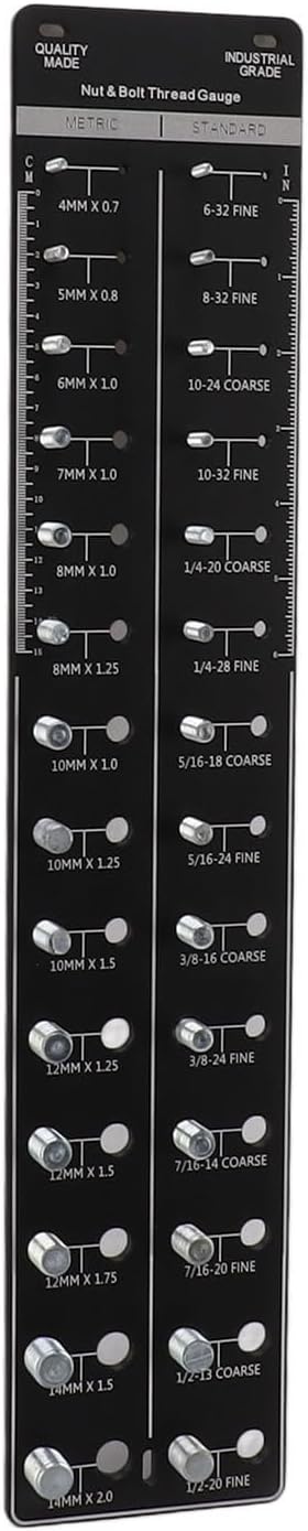 Thread Checker, Nut and Bolt Thread Identifier, Portable US Metric Units Thread Checker for Home Maintenance