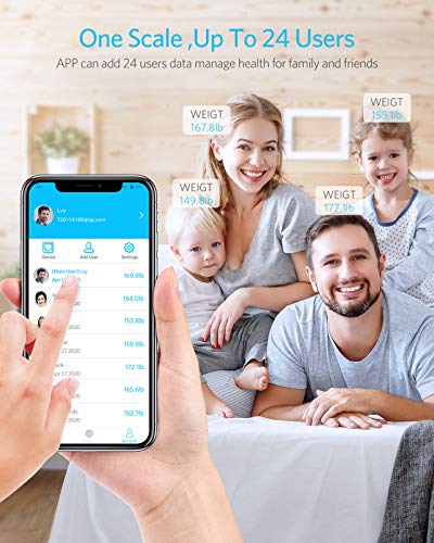 Bluetooth Body Fat Scale, HOMEVER Smart BMI Scale Digital Bathroom Wireless Weight Scale, Body Composition Analyzer with Smartphone App with Bluetooth, 400 lbs - White - Thumbnail 2