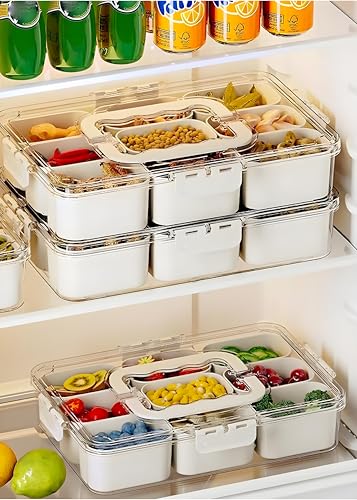 Image of SPIREX Reusable 9-Grid Food Storage Box |Spice & Snack Divider Tray| Multi-Compartment Bento Organizer Fruit Spices Candy Veggie Nuts & Snacks with lid Pack of 1