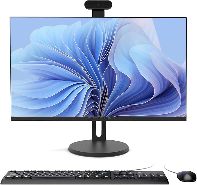 Ordinateur tout-en-un 23,8 pouces, Core i5 7300 (jusqu'à 3,5 GHz), PC de bureau tout-en-un avec webcam réglable à 270°, 16 Go de RAM, SSD 512 Go, écran IPS HD, WiFi double bande, Bluetooth 4.2, noir.