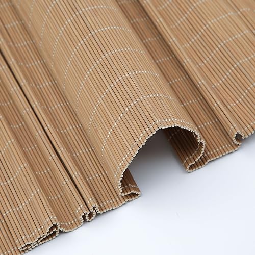 Bamboo Roman Shades, Cordless Natural Woven Blinds, Privacy Lined Sun Shade for Doors, Indoor Windows, Honey Yellow