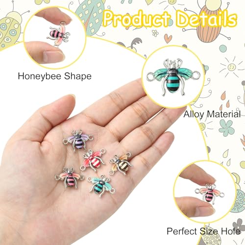 Airssory 10 Pcs Printed Animal Charms Links Enamel Honeybee Bee Charms for DIY Jewelry Making Bracelets Crafting - Image 2