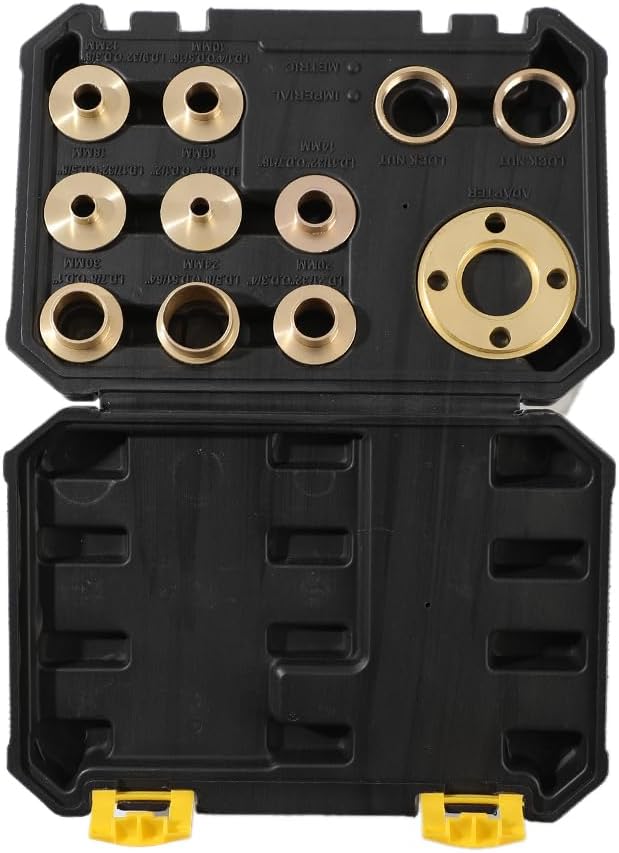 Router Template Guides Set - 11Pcs Brass Router Templates with Lock Nut Adapter, Machined Router Template Bushings Fit Any Router Sub-Base of The Porter Cable Style